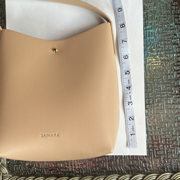 Samara Vegan Tan Leather Crossbody neutral tan cream color - Picture 6 of 10